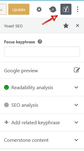 Yoast SEO Tabs in WordPress Right Sidebar